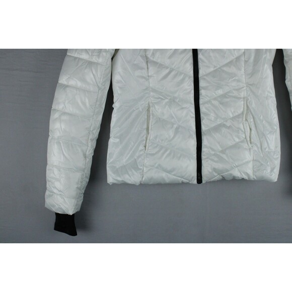 Live Love Dream White Puffer Jacket Womens Small Thumb Holes Lightweight Warm - Picture 6 of 15